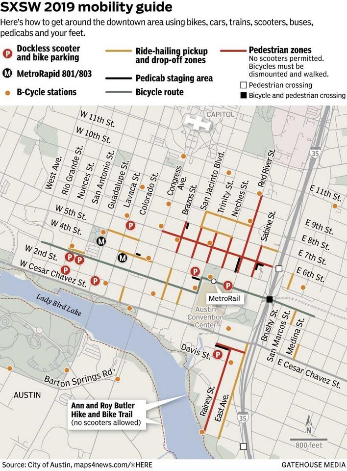 SXSW 2019 Mobility Guide Map
