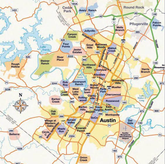This is a map of Austin Texas Real Estate Neighborhoods.