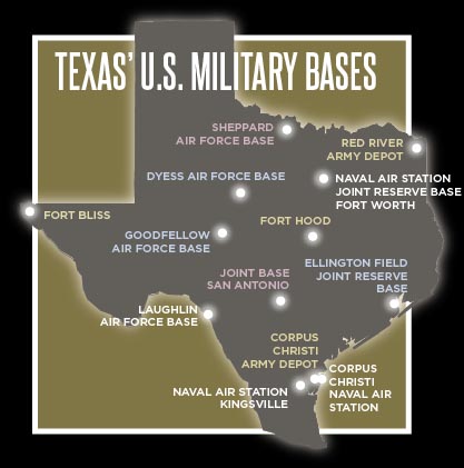  Map of Texas Military Bases